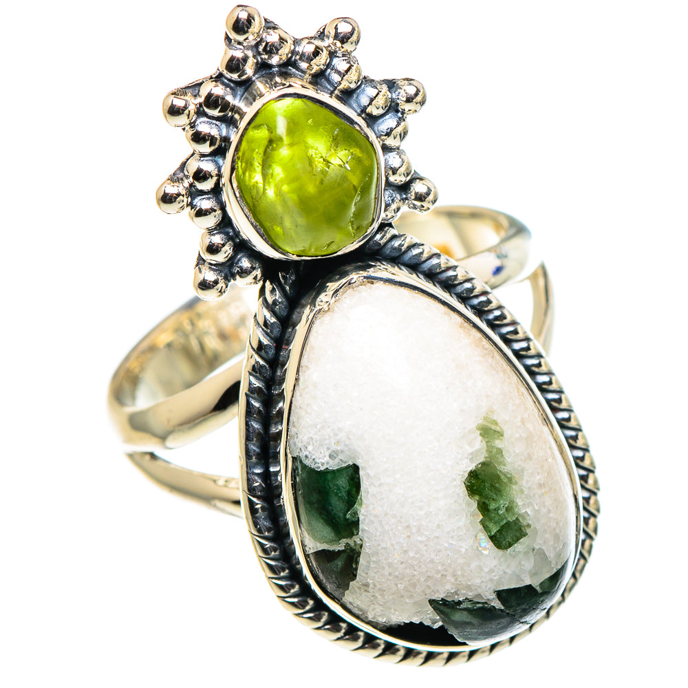 Green Tourmaline In Quartz Rings handcrafted by Ana Silver Co - RING94677