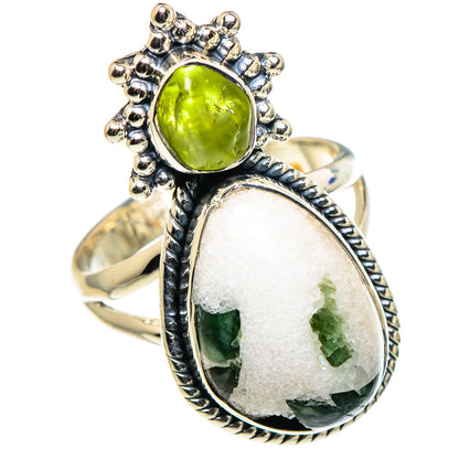 Green Tourmaline In Quartz Rings handcrafted by Ana Silver Co - RING94677