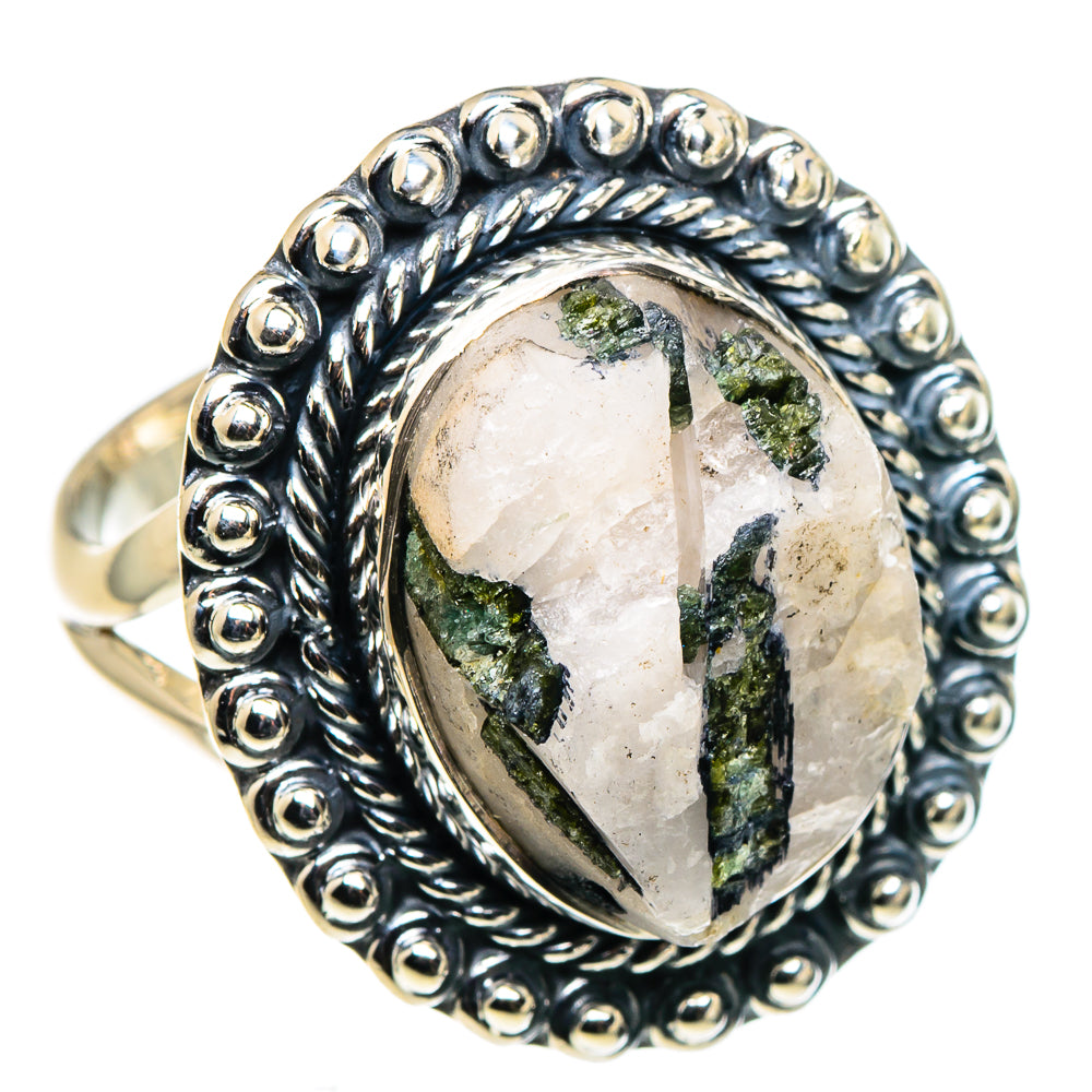 Green Tourmaline In Quartz Rings handcrafted by Ana Silver Co - RING94680