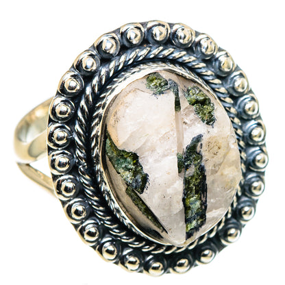 Green Tourmaline In Quartz Rings handcrafted by Ana Silver Co - RING94680