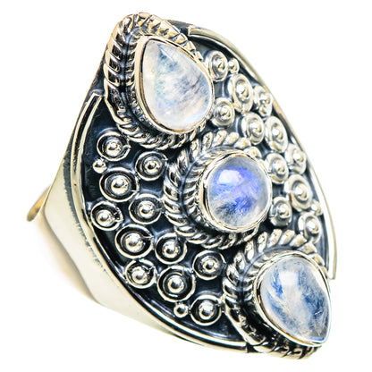 Rainbow Moonstone Rings handcrafted by Ana Silver Co - RING94693