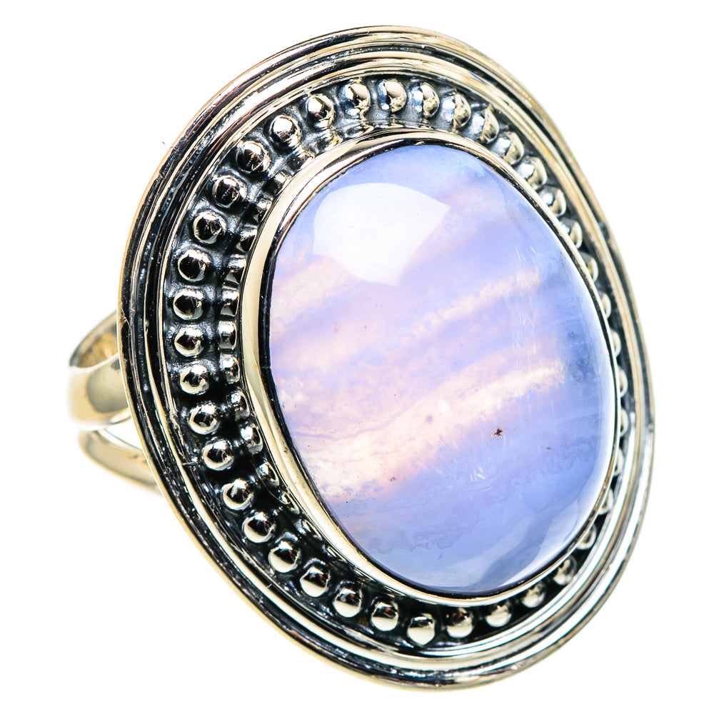 Blue Lace Agate Rings handcrafted by Ana Silver Co - RING94754