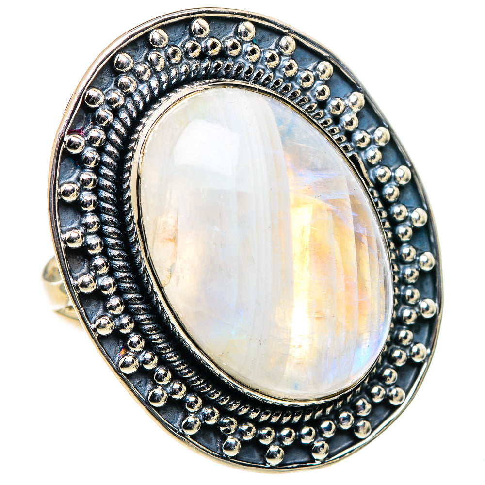 Rainbow Moonstone Rings handcrafted by Ana Silver Co - RING94755