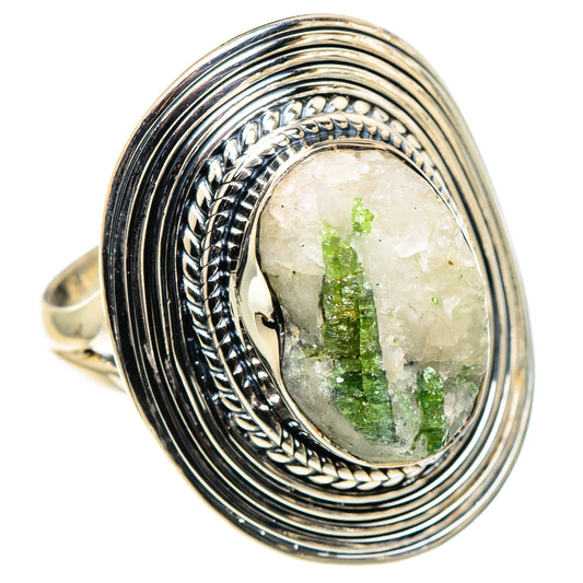 Green Tourmaline In Quartz Rings handcrafted by Ana Silver Co - RING94774