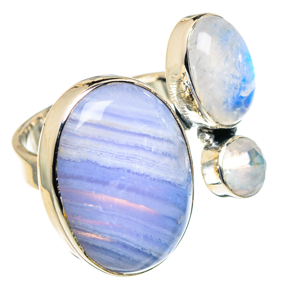Blue Lace Agate Rings handcrafted by Ana Silver Co - RING94812