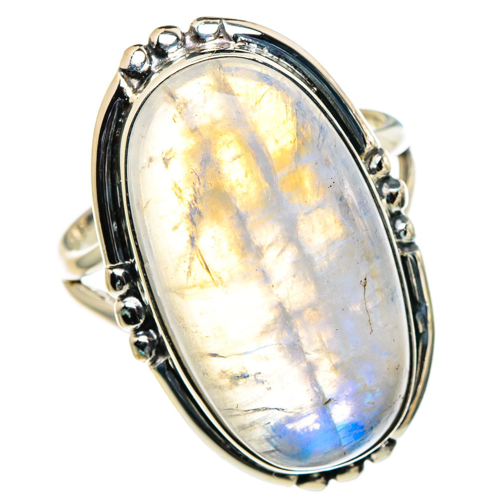 Rainbow Moonstone Rings handcrafted by Ana Silver Co - RING94813