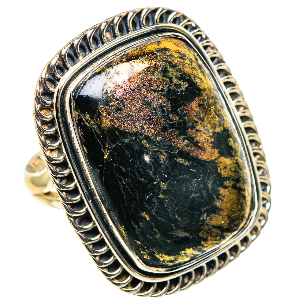Pyrite In Black Onyx Rings handcrafted by Ana Silver Co - RING94853