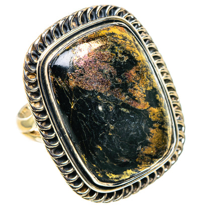 Pyrite In Black Onyx Rings handcrafted by Ana Silver Co - RING94853