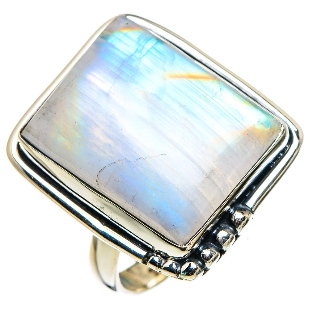 Rainbow Moonstone Rings handcrafted by Ana Silver Co - RING94856