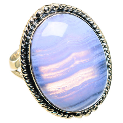 Blue Lace Agate Rings handcrafted by Ana Silver Co - RING94857
