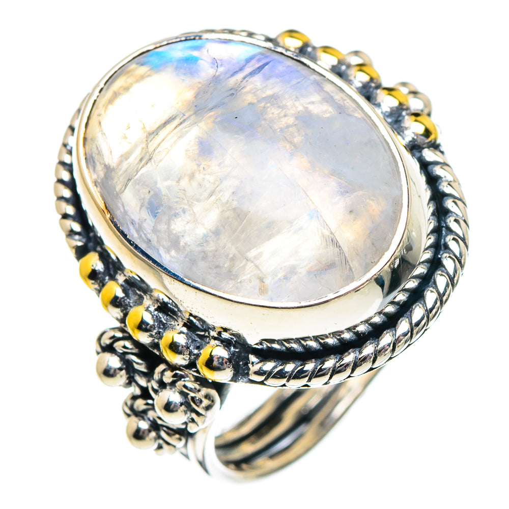Rainbow Moonstone Rings handcrafted by Ana Silver Co - RING94885