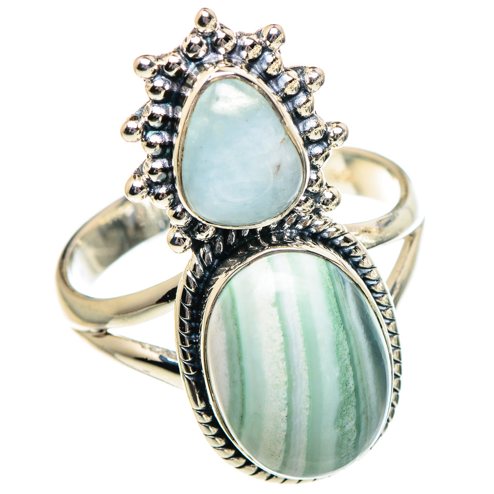 Ocean Jasper, Aquamarine Rings handcrafted by Ana Silver Co - RING94898