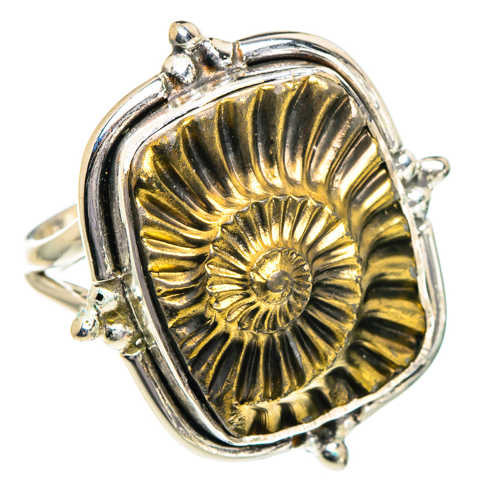 Pyrite Fossil Rings handcrafted by Ana Silver Co - RING94908