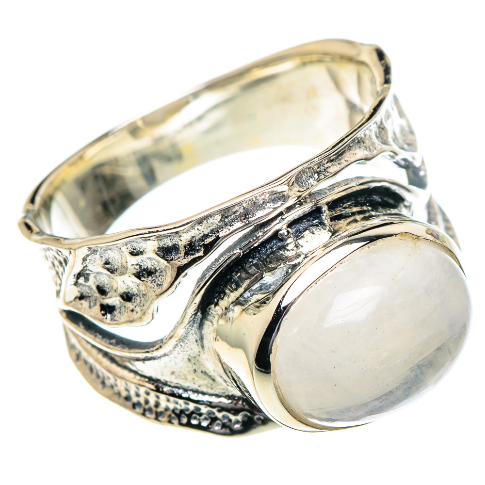 925 sterling silver ring with oval opal-like moonstone and ornate side cutouts