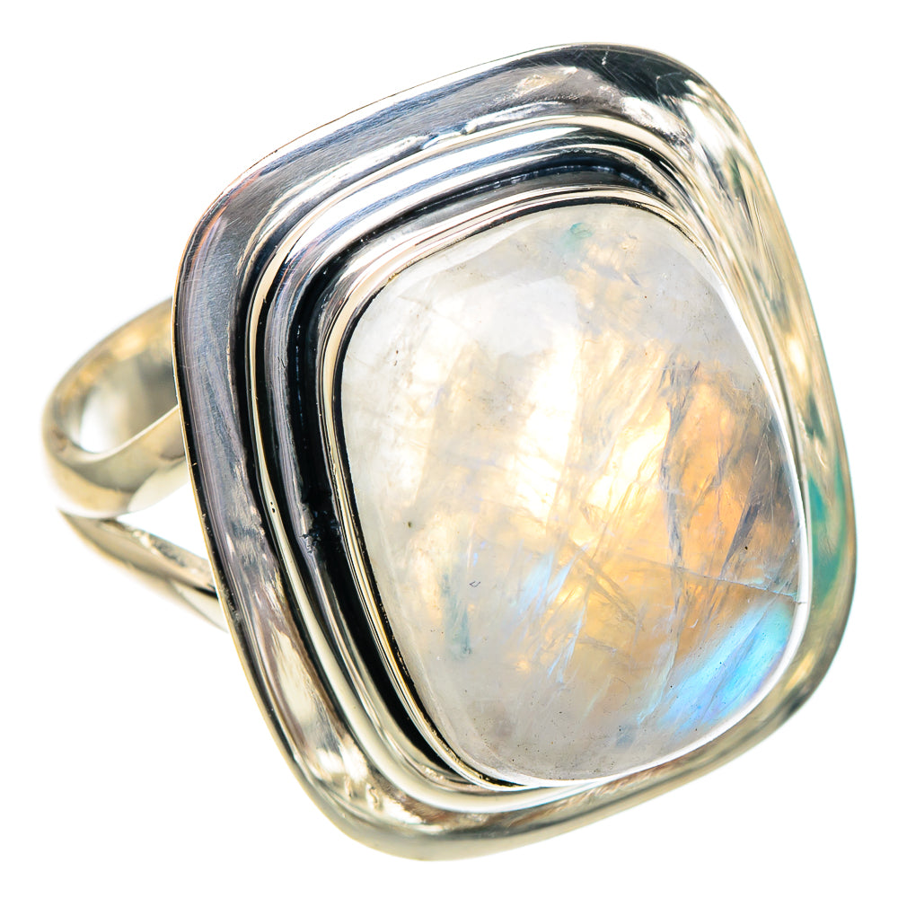 Rainbow Moonstone Rings handcrafted by Ana Silver Co - RING94913