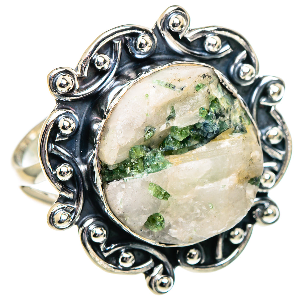 Green Tourmaline In Quartz Rings handcrafted by Ana Silver Co - RING94922