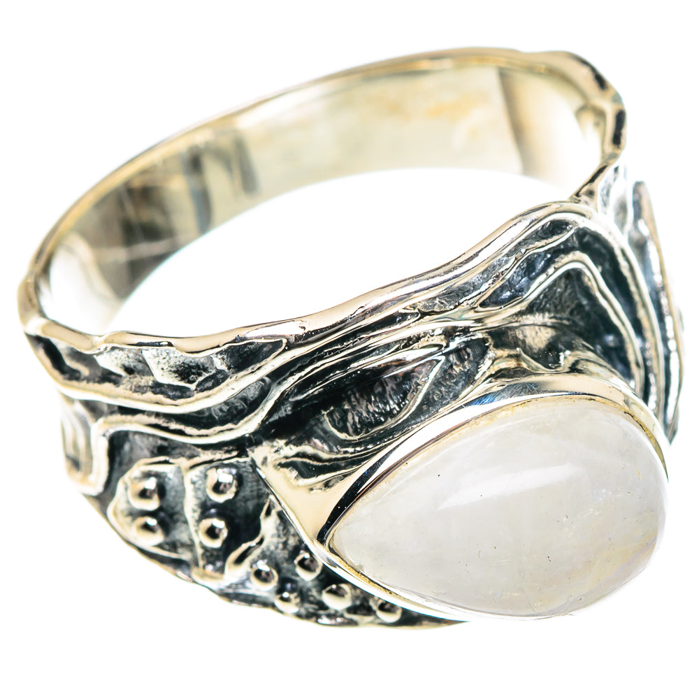 Rainbow Moonstone Rings handcrafted by Ana Silver Co - RING94937