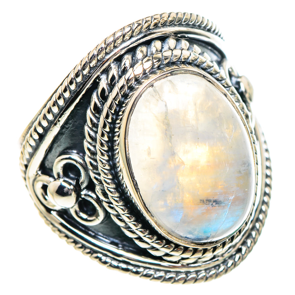 Rainbow Moonstone Rings handcrafted by Ana Silver Co - RING94956