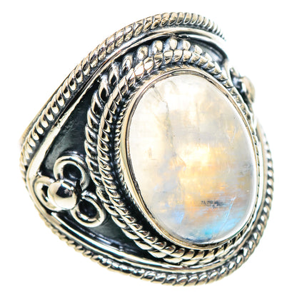 Rainbow Moonstone Rings handcrafted by Ana Silver Co - RING94956