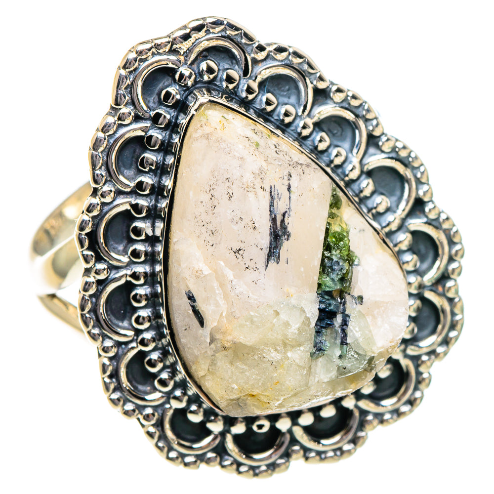 Green Tourmaline In Quartz Rings handcrafted by Ana Silver Co - RING94957