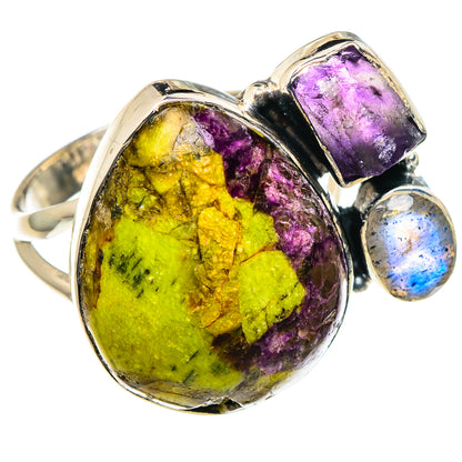 Atlantisite, Amethyst, Rainbow Moonstone Rings handcrafted by Ana Silver Co - RING94959