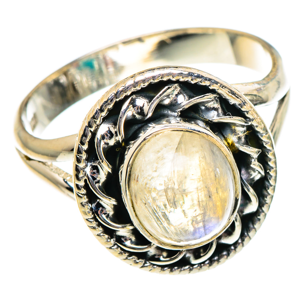 Rainbow Moonstone Rings handcrafted by Ana Silver Co - RING94971