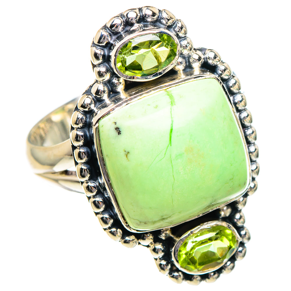 Lemon Chrysoprase, Peridot Rings handcrafted by Ana Silver Co - RING94977