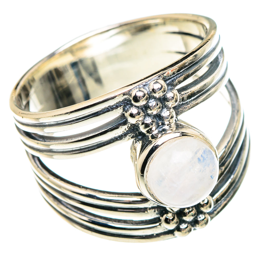 Rainbow Moonstone Rings handcrafted by Ana Silver Co - RING94983
