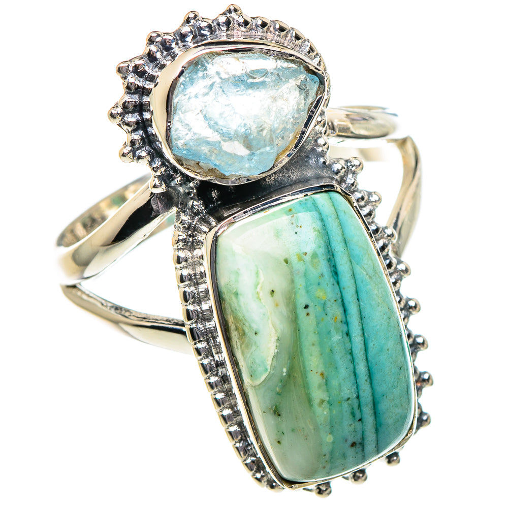 Ocean Jasper, Aquamarine Rings handcrafted by Ana Silver Co - RING94989