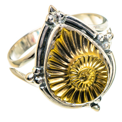 Pyrite Fossil Rings handcrafted by Ana Silver Co - RING95006