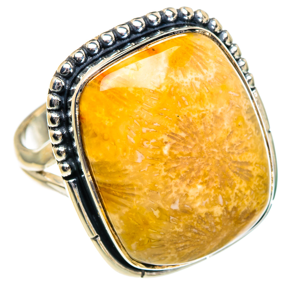 Fossil Coral Rings handcrafted by Ana Silver Co - RING95052