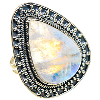 Rainbow Moonstone Rings handcrafted by Ana Silver Co - RING95063