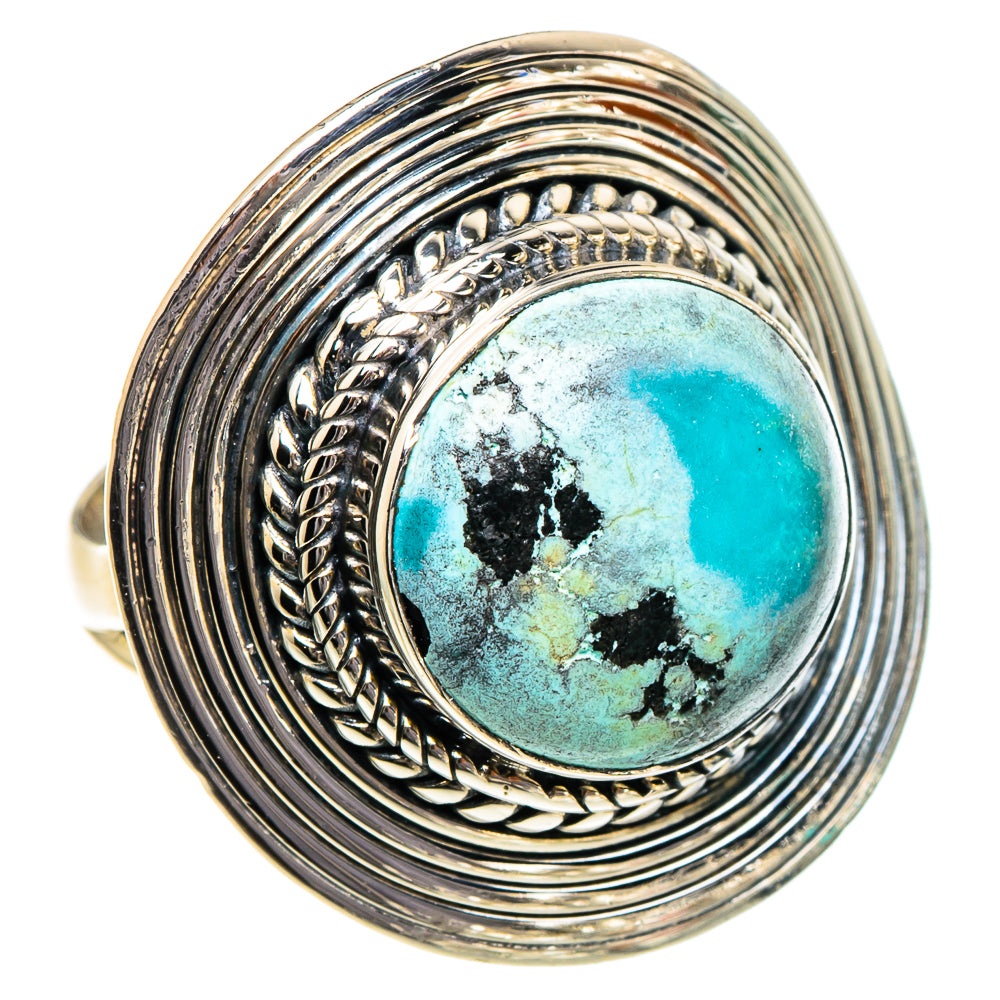 Tibetan Turquoise Rings handcrafted by Ana Silver Co - RING95076 - Photo 2