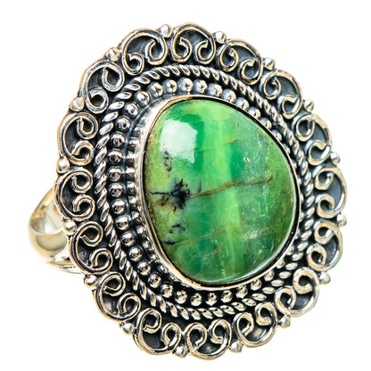 African Green Opal Rings handcrafted by Ana Silver Co - RING95130 - Photo 2