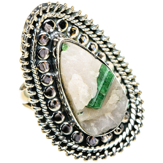 Green Tourmaline In Quartz Rings handcrafted by Ana Silver Co - RING95156