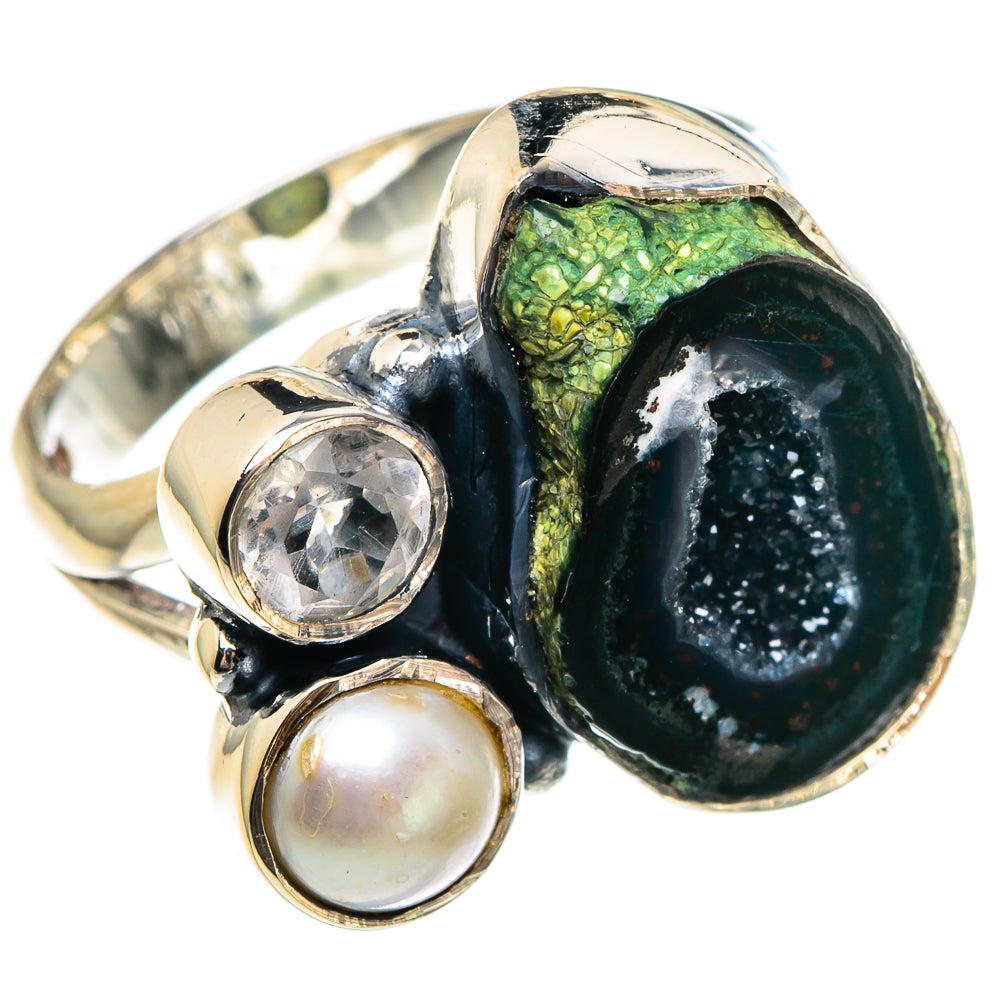 Coconut Geode Druzy Rings handcrafted by Ana Silver Co - RING95203