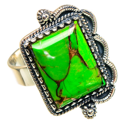 Green Copper Composite Turquoise Rings handcrafted by Ana Silver Co - RING95219