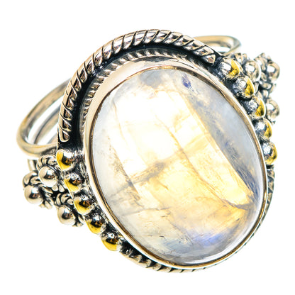 Rainbow Moonstone Rings handcrafted by Ana Silver Co - RING95252
