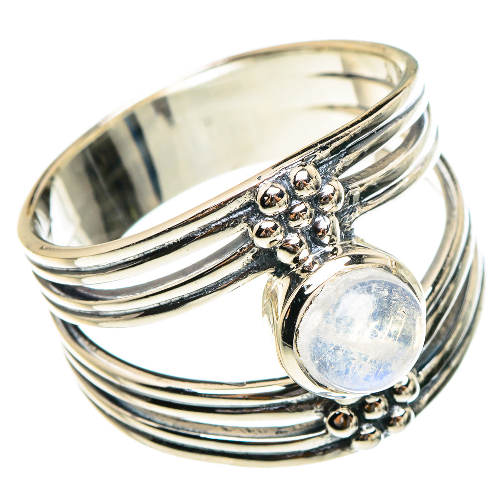 Rainbow Moonstone Rings handcrafted by Ana Silver Co - RING95265