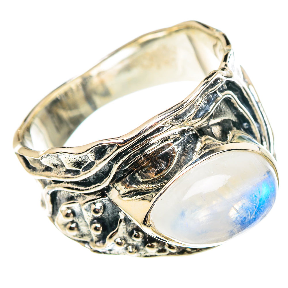 Rainbow Moonstone Rings handcrafted by Ana Silver Co - RING95266