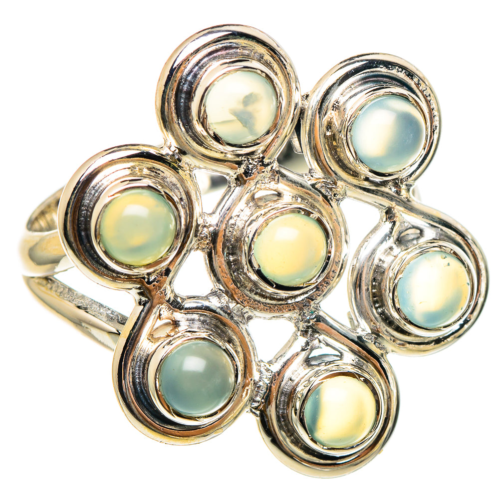 Round opal cabochon cluster ring in 925 sterling silver with openwork band