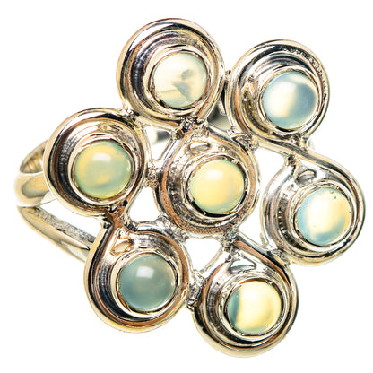 Round opal cabochon cluster ring in 925 sterling silver with openwork band