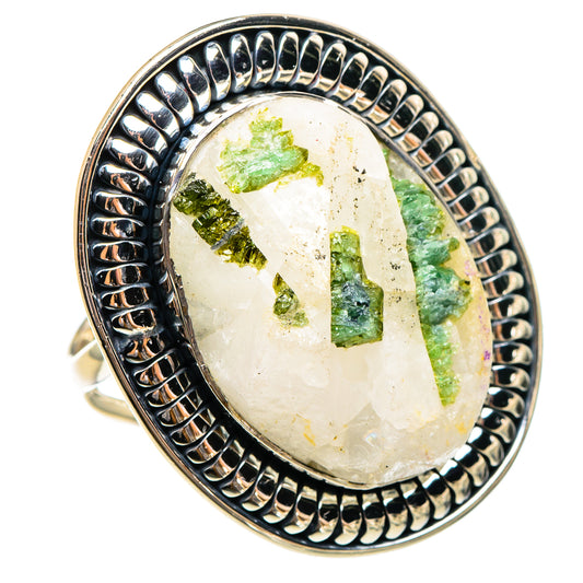 Green Tourmaline In Quartz Rings handcrafted by Ana Silver Co - RING95356