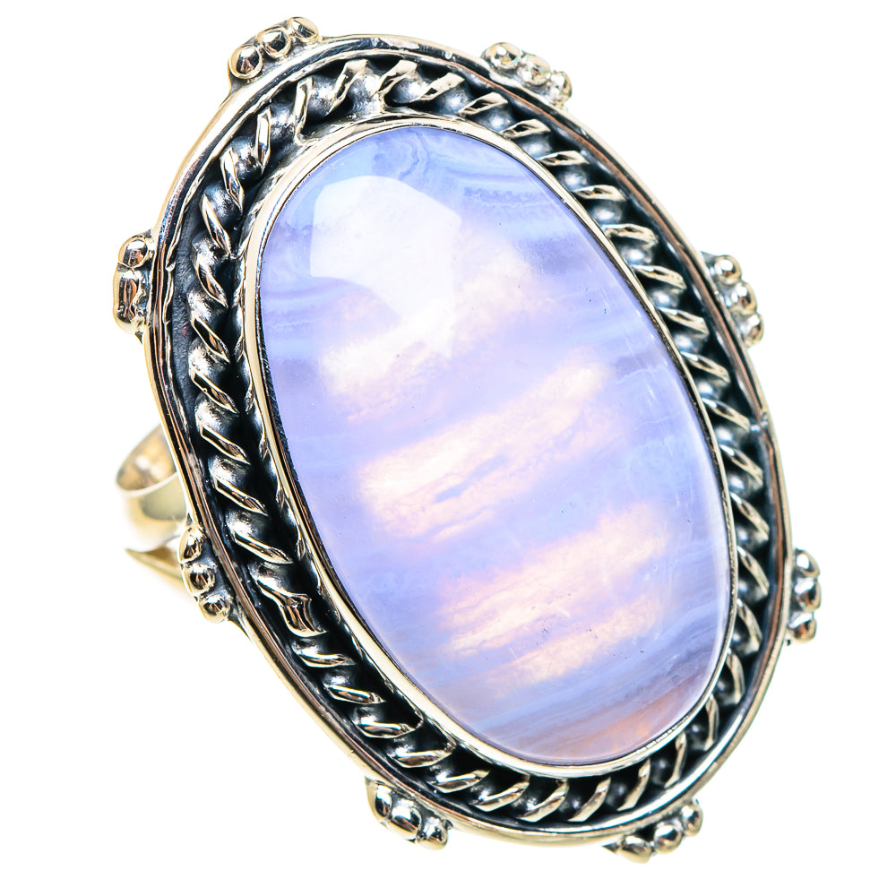 Blue Lace Agate Rings handcrafted by Ana Silver Co - RING95394
