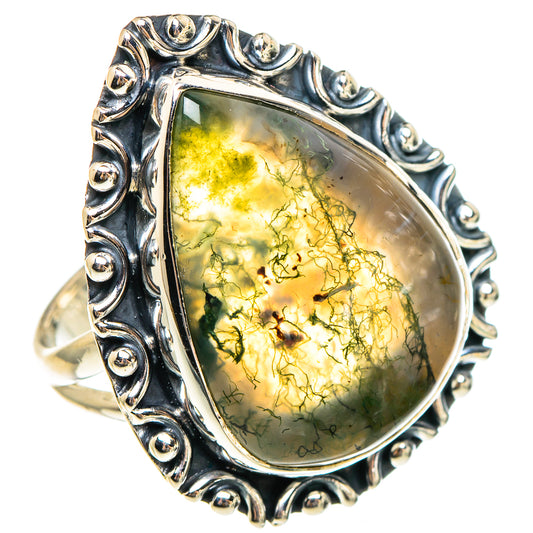 Green Moss Agate Rings handcrafted by Ana Silver Co - RING95419