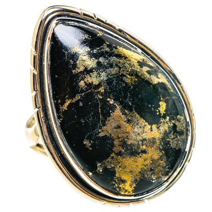 Pyrite In Black Onyx Rings handcrafted by Ana Silver Co - RING95451