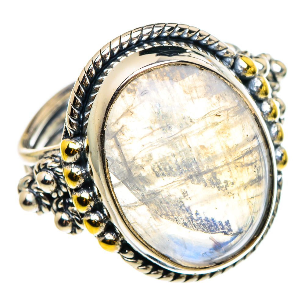 Rainbow Moonstone Rings handcrafted by Ana Silver Co - RING95594