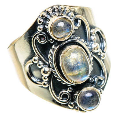 Rainbow Moonstone Rings handcrafted by Ana Silver Co - RING95649