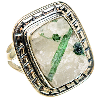Green Tourmaline In Quartz Rings handcrafted by Ana Silver Co - RING95686