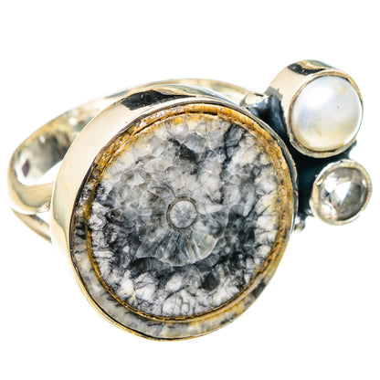 Goniatite Fossil Rings handcrafted by Ana Silver Co - RING95726